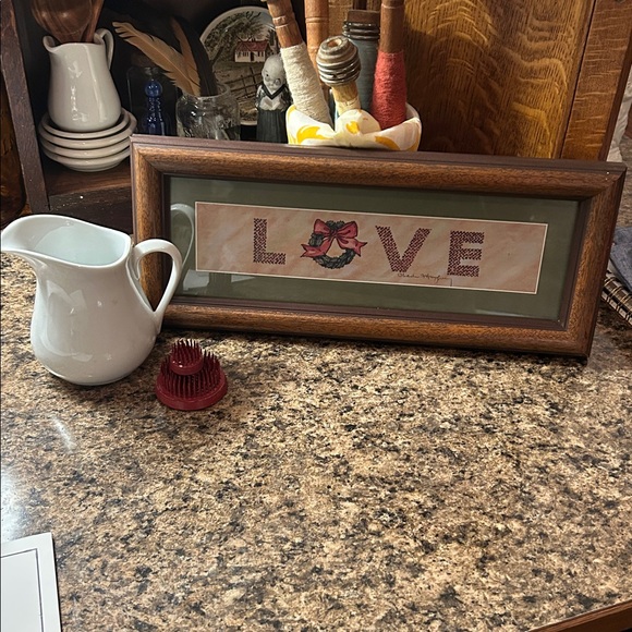 Framed Love Cross-Stitch Print Art - Picture 1 of 6